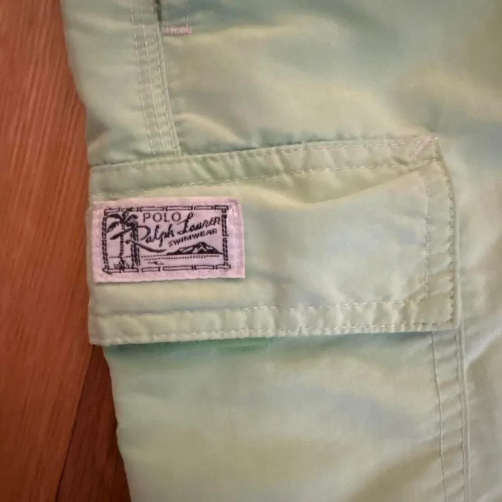 Polo Ralph Lauren mesh lined lime green cargo swim trunk shorts Small